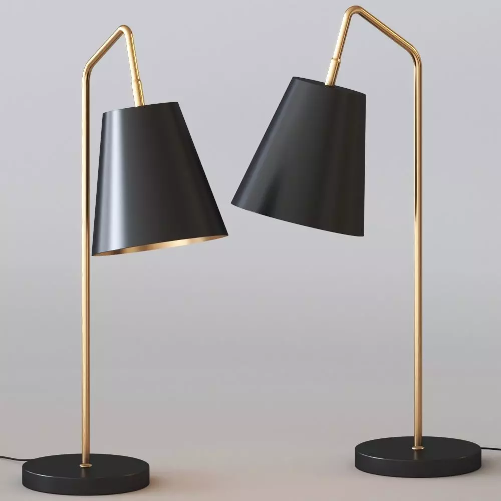 Modern Black and Brass Table Lamp 3D model_0