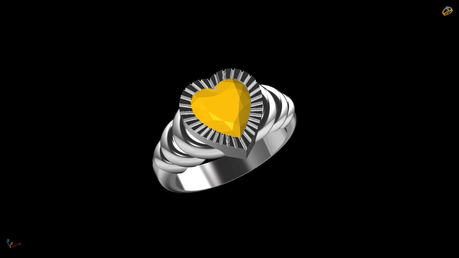 heart ring 3D print model_1