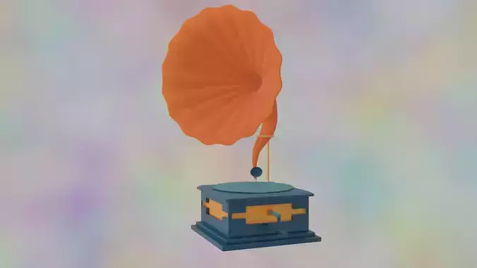 low poly gramophone orange Low-poly 3D model