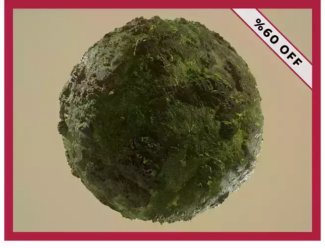 PBR Mossy Rock Ground Terrain Seamless Material Texture