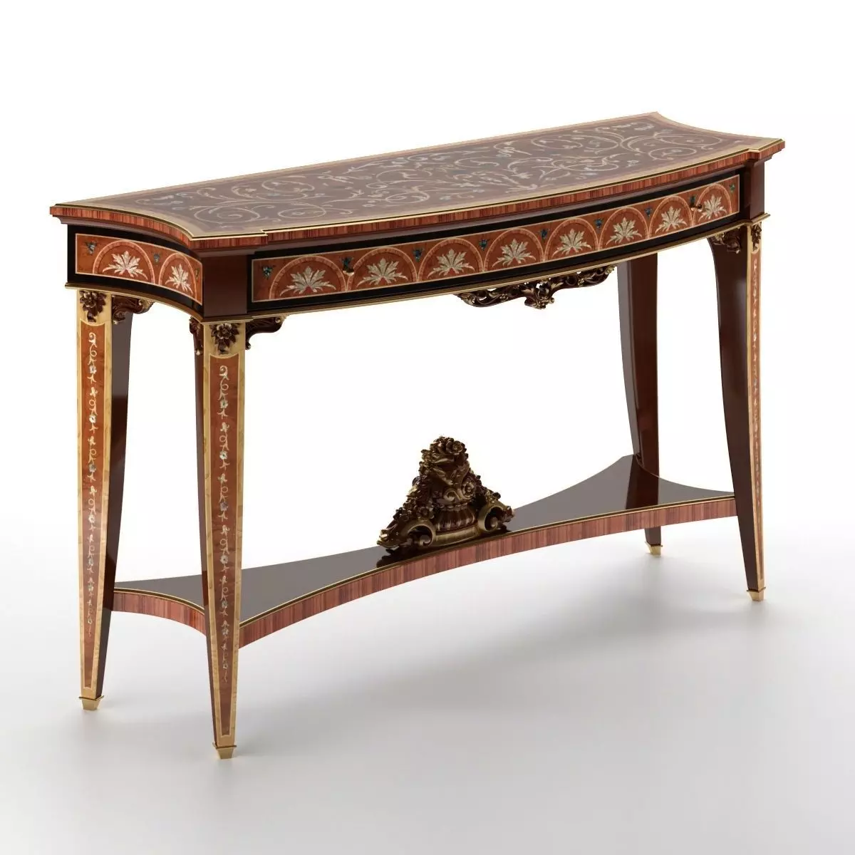 CONSOLLE ornate console table with marble top 3D model_0