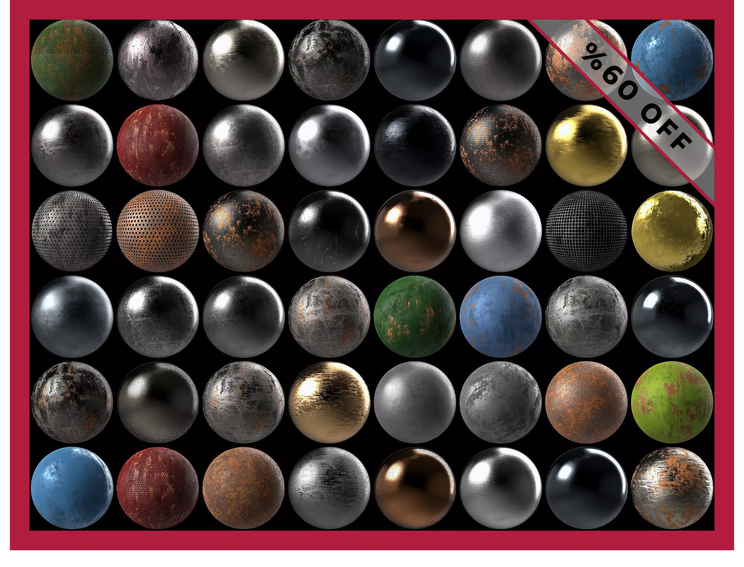 50 Metal Metallic Steel Seamless PBR Textures Pack Bundle Texture_0