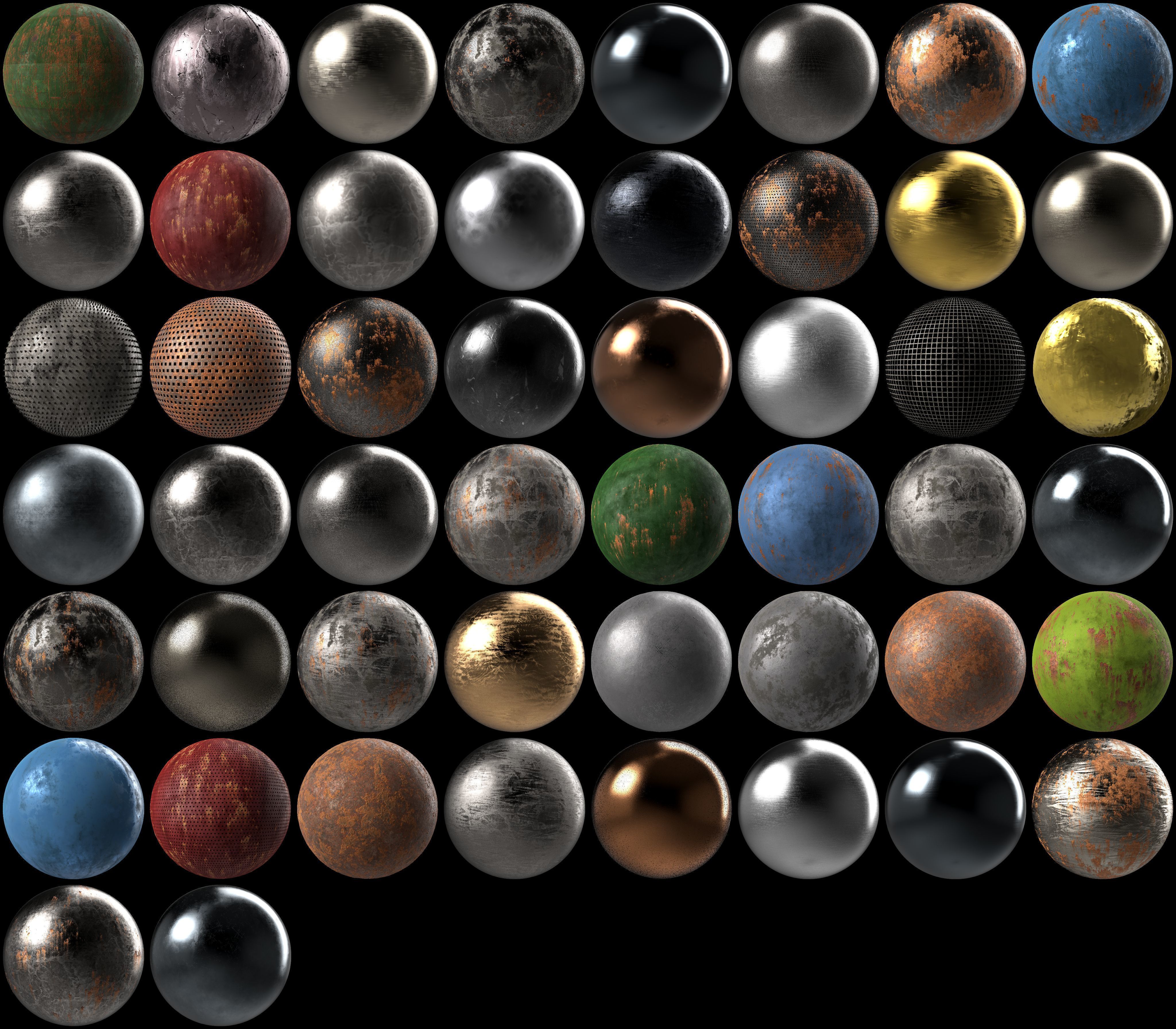50 Metal Metallic Steel Seamless PBR Textures Pack Bundle Texture_1