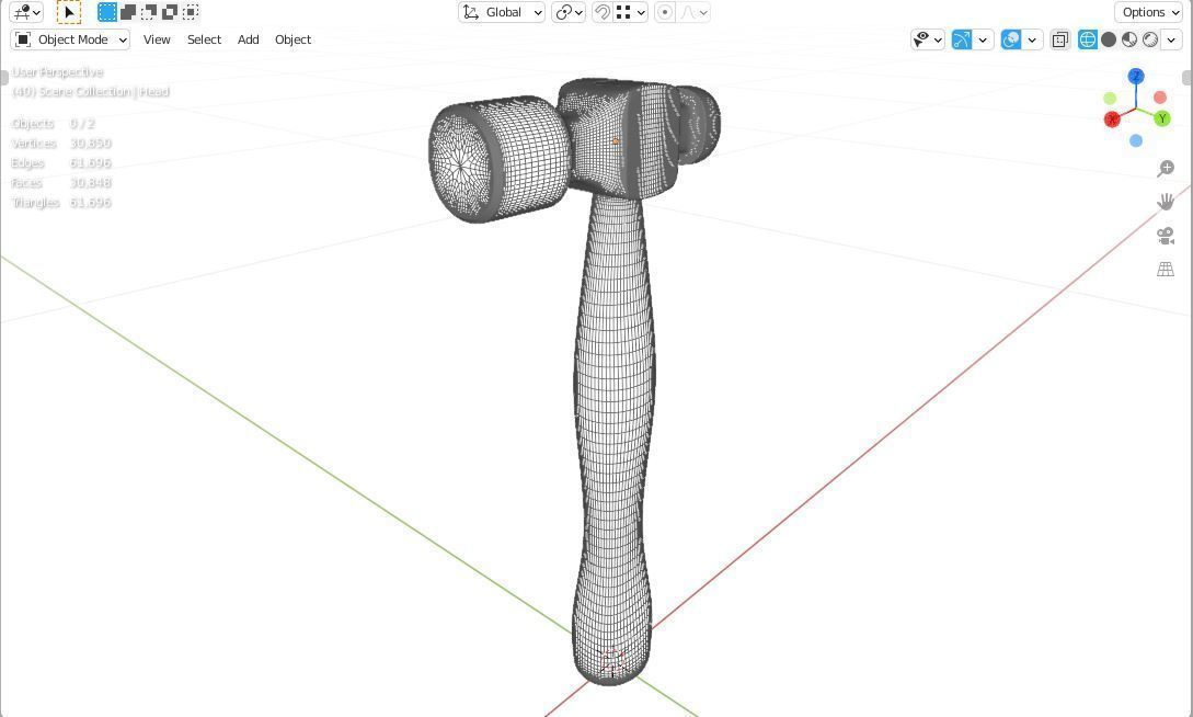 Ball Peen Hammer 3D model_4