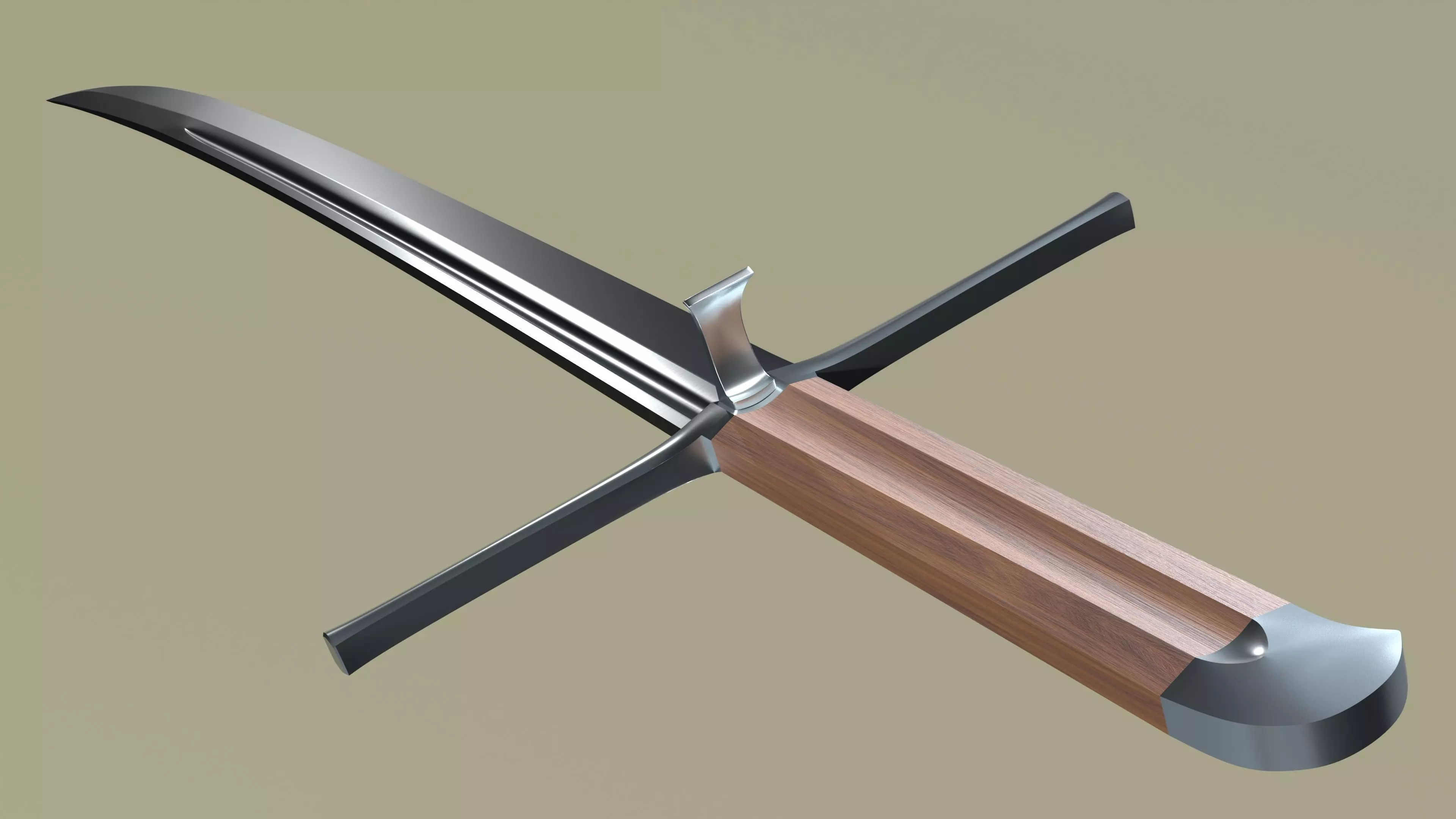 Kriegsmesser or Messer - Historical German Sword Low-poly 3D model_0