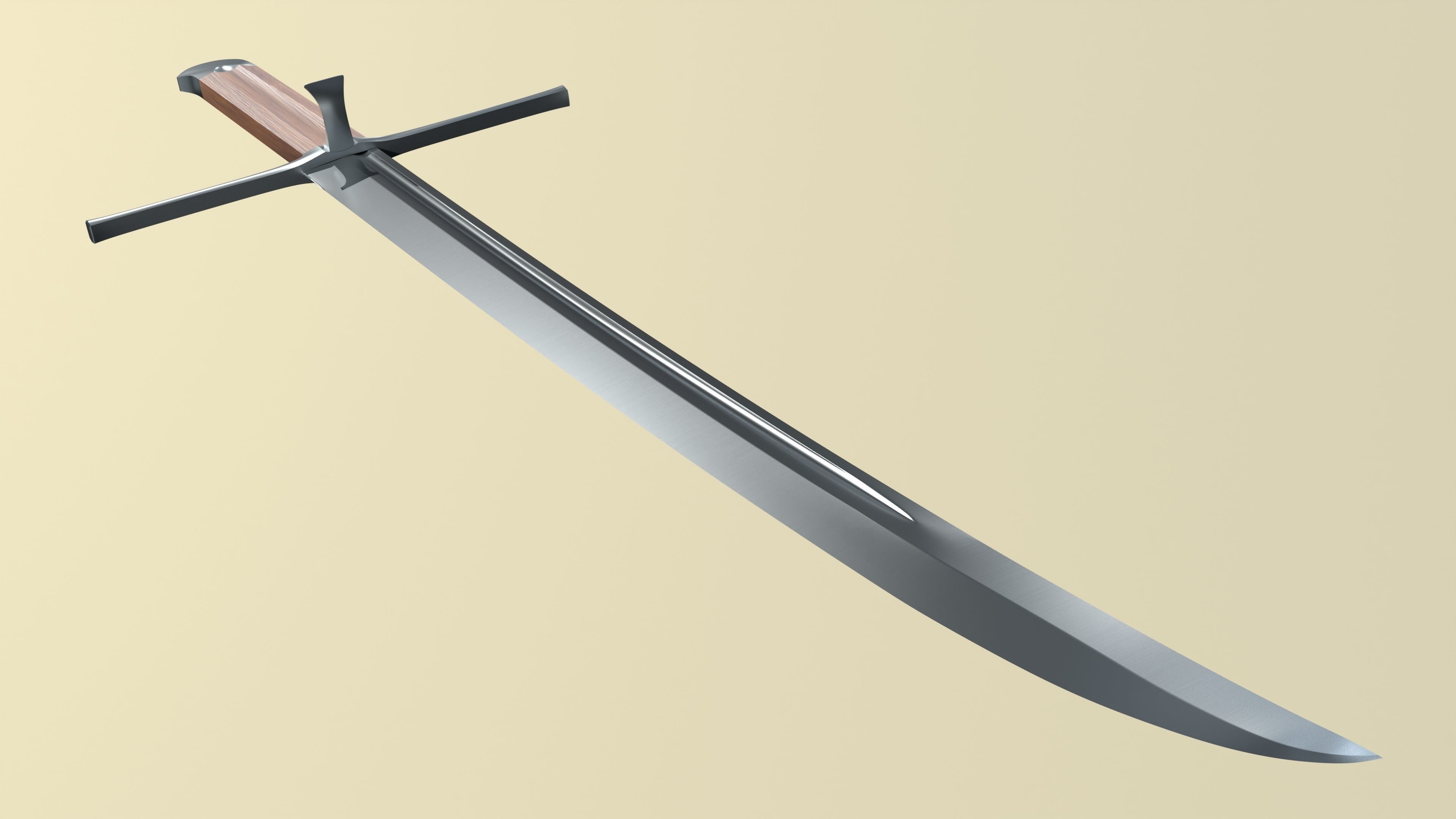 Kriegsmesser or Messer - Historical German Sword Low-poly 3D model_1