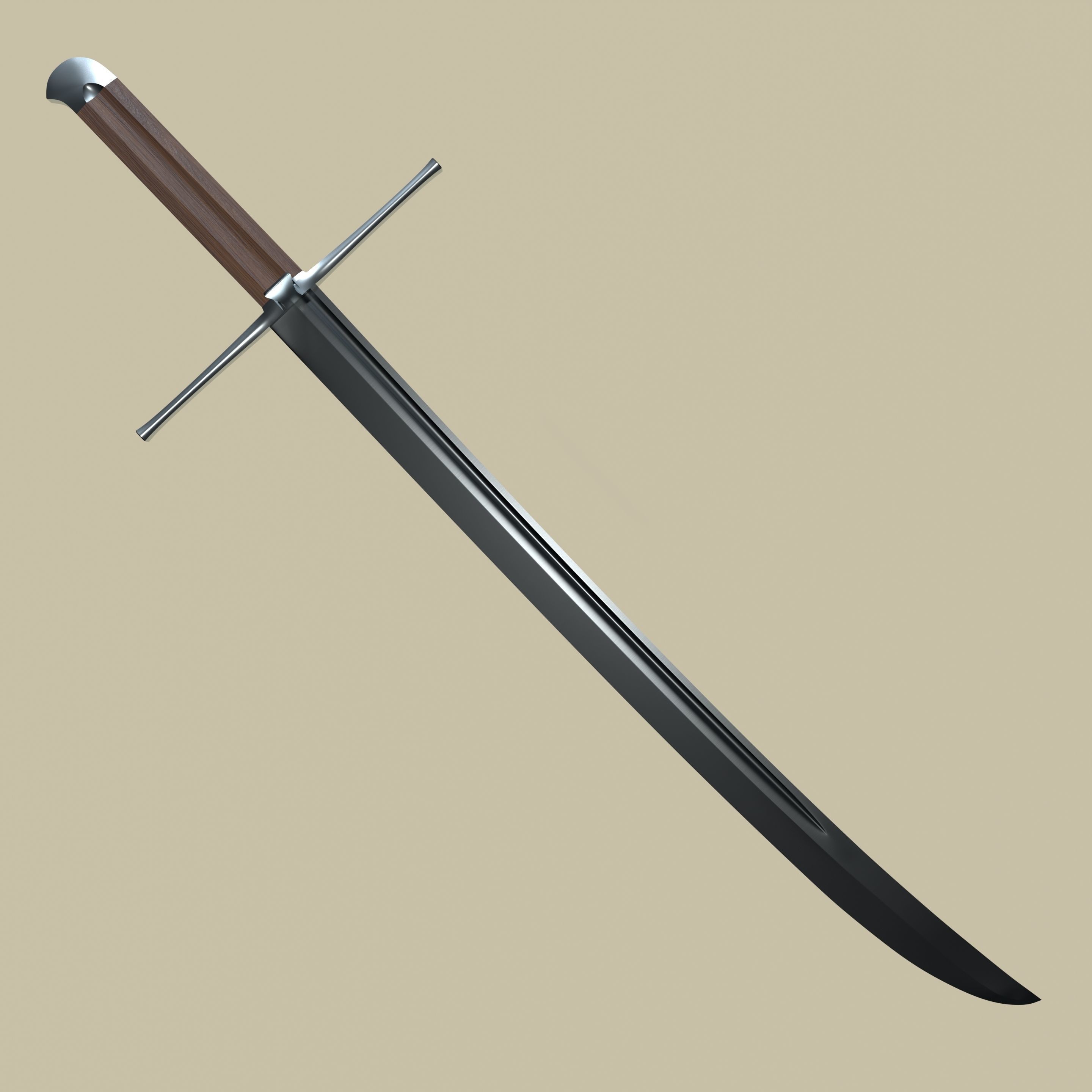 Kriegsmesser or Messer - Historical German Sword Low-poly 3D model_4
