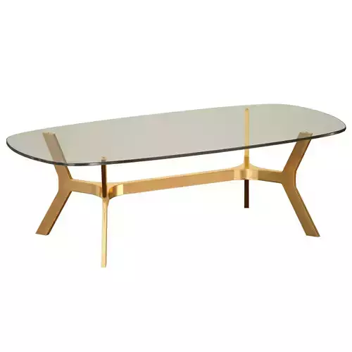 Elke Rectangular Glass Coffee Table with Brass Base
