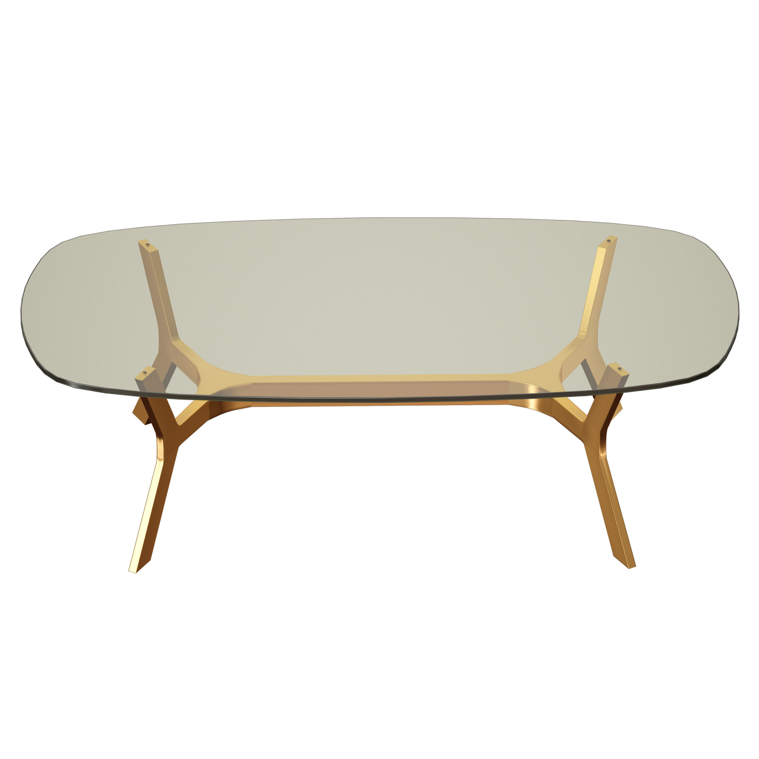 Elke Rectangular Glass Coffee Table with Brass Base 3D model_5