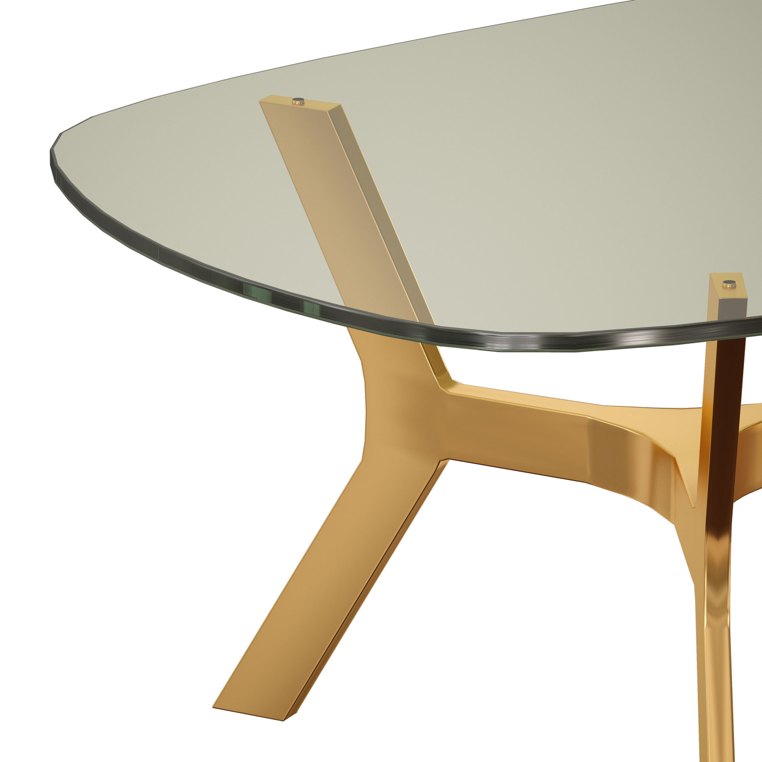 Elke Rectangular Glass Coffee Table with Brass Base 3D model_10