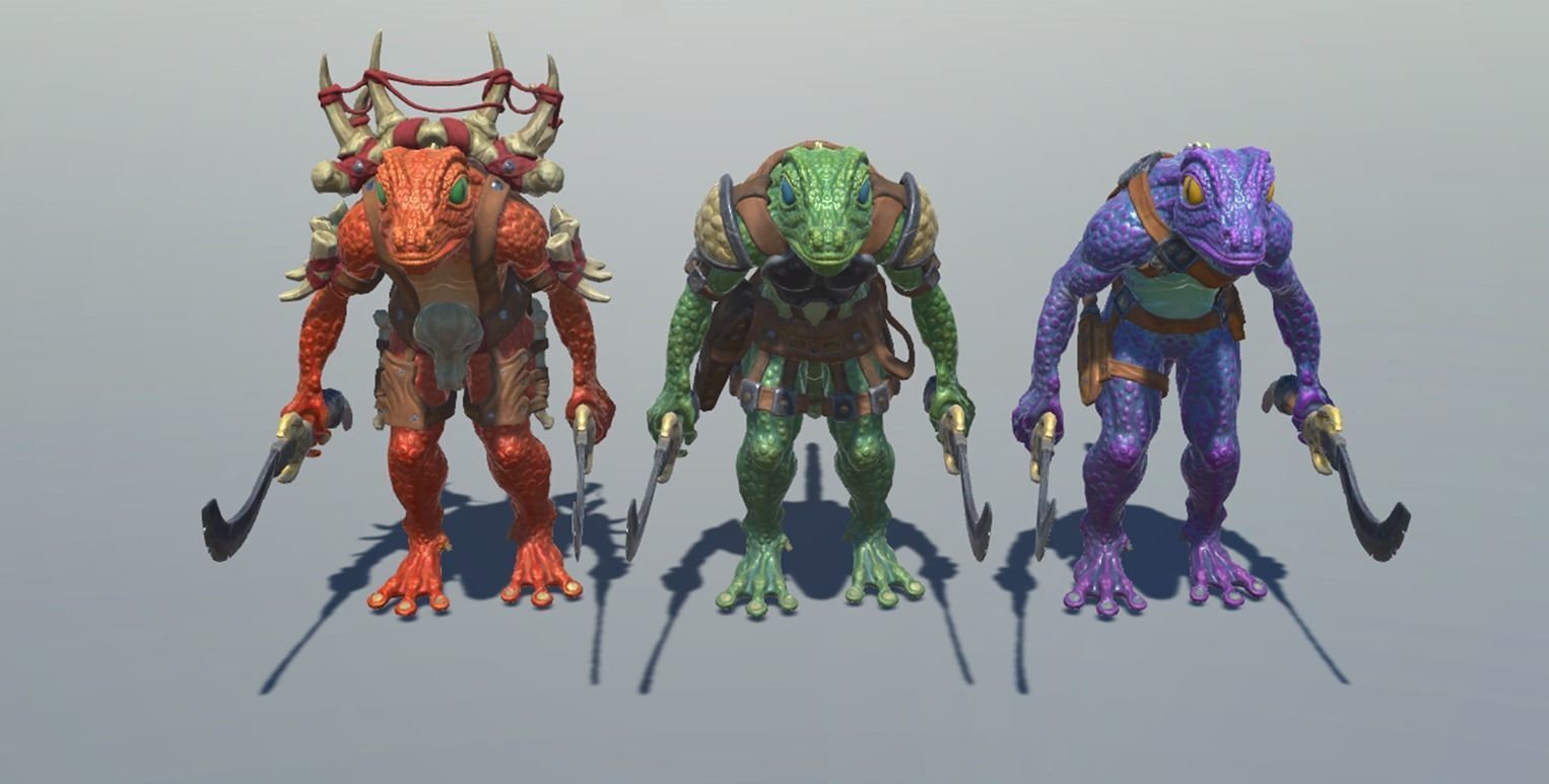 Lizardman - character enemy pack Low-poly 3D model_11