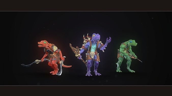 Lizardman - character enemy pack Low-poly 3D model