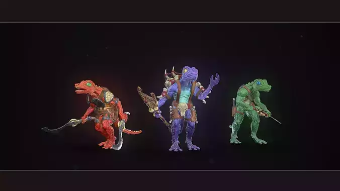 Lizardman - character enemy pack Low-poly 3D model