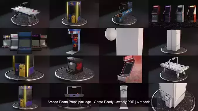 Arcade Room Props package - Game Ready Lowpoly PBR