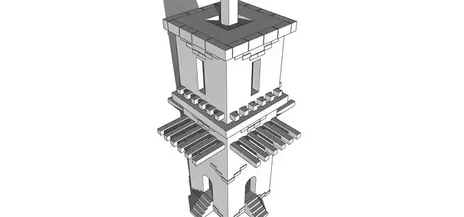 Low polygon old tower  Torre antigua de bajo poligonaje 