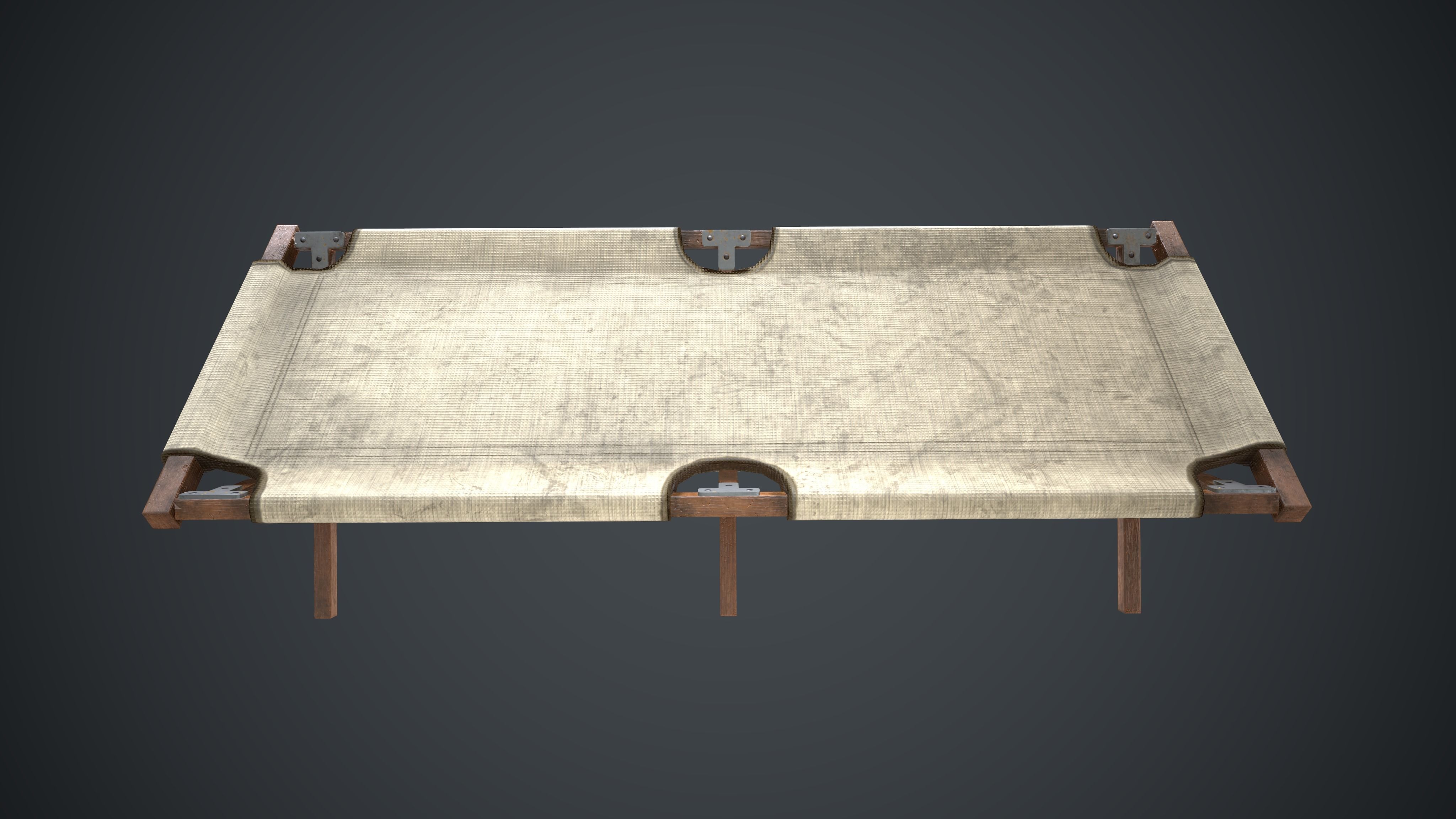 American Army Folding Bed-WWII Low-poly 3D model_2