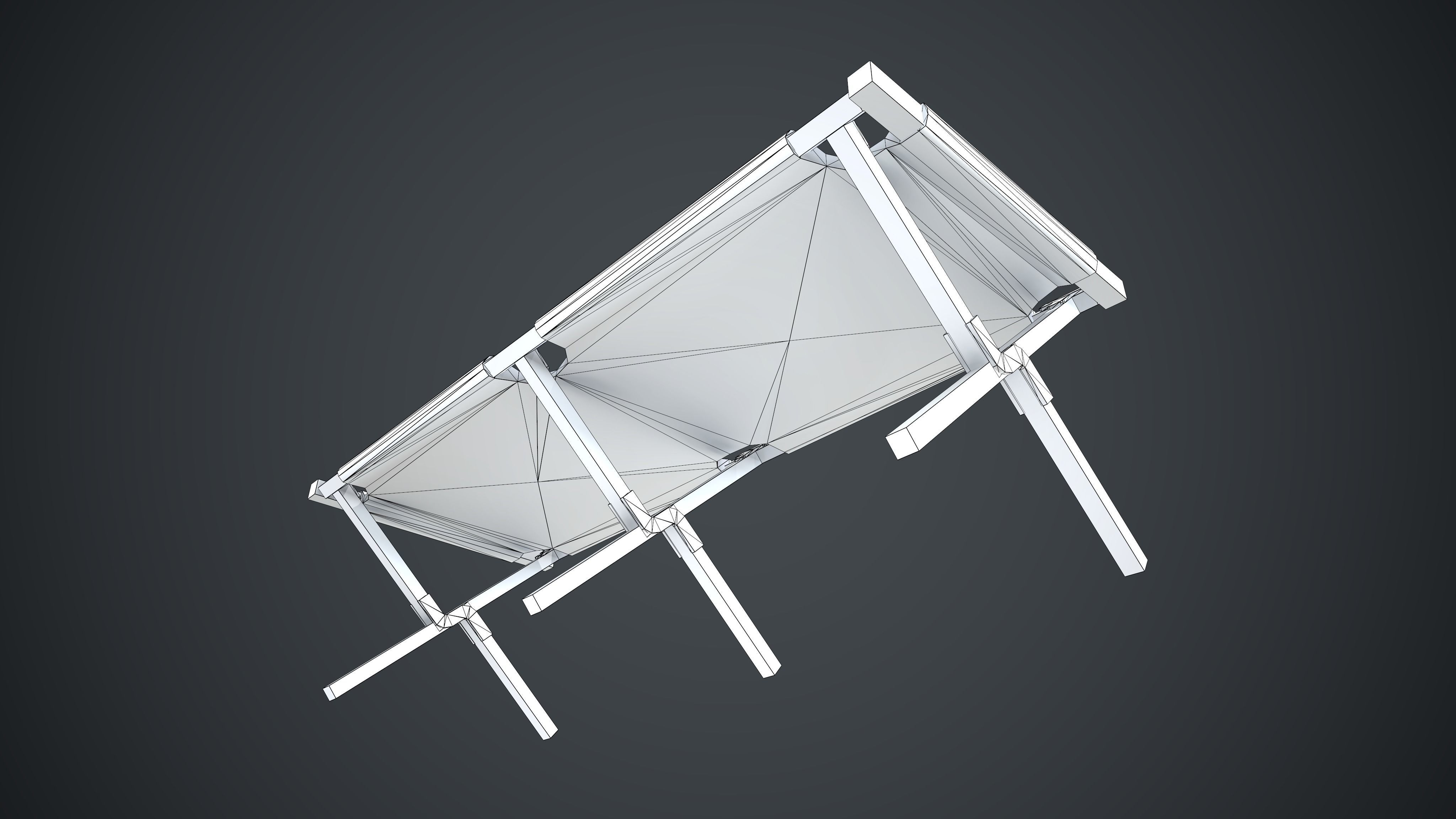 American Army Folding Bed-WWII Low-poly 3D model_8