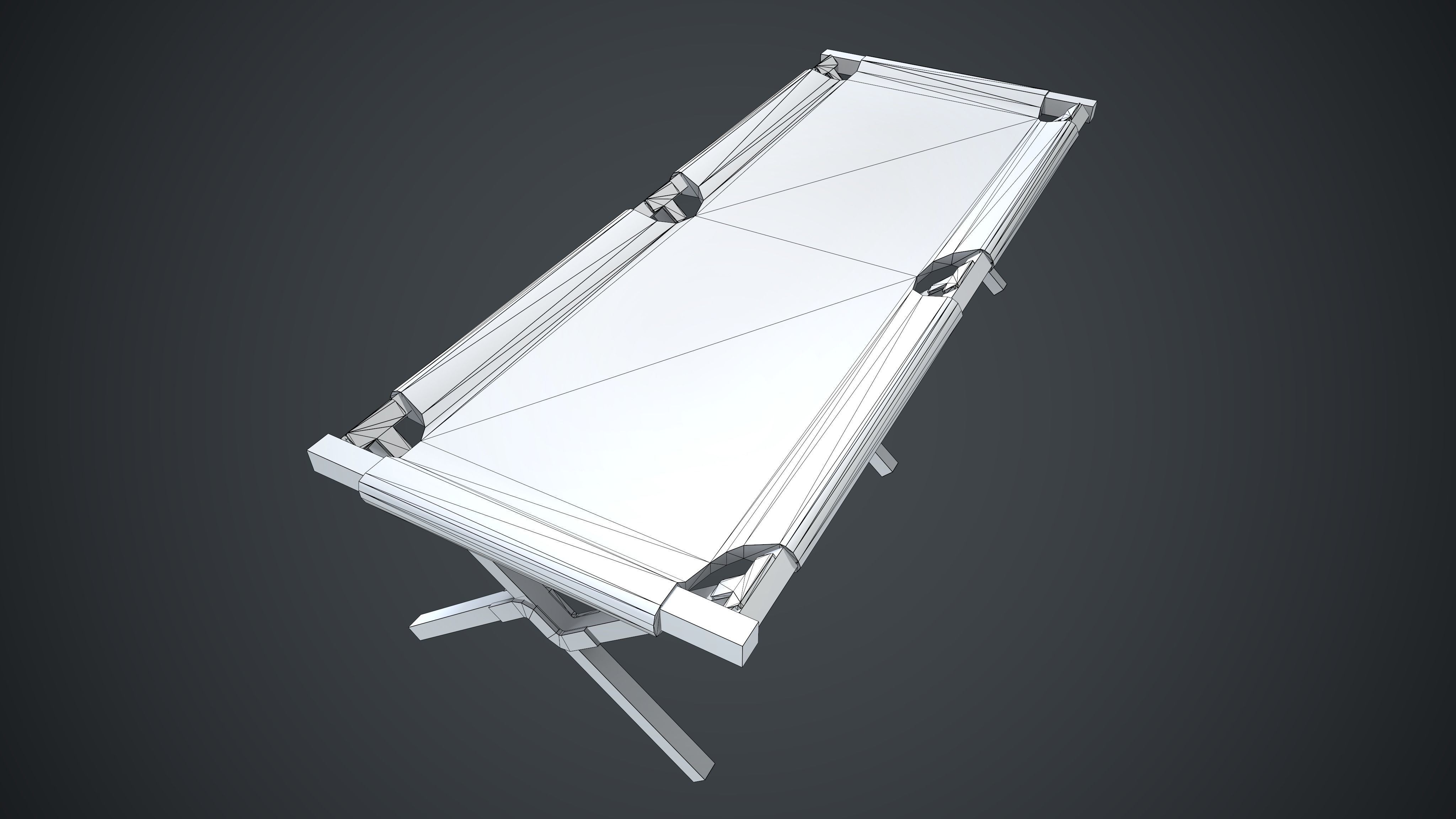 American Army Folding Bed-WWII Low-poly 3D model_6