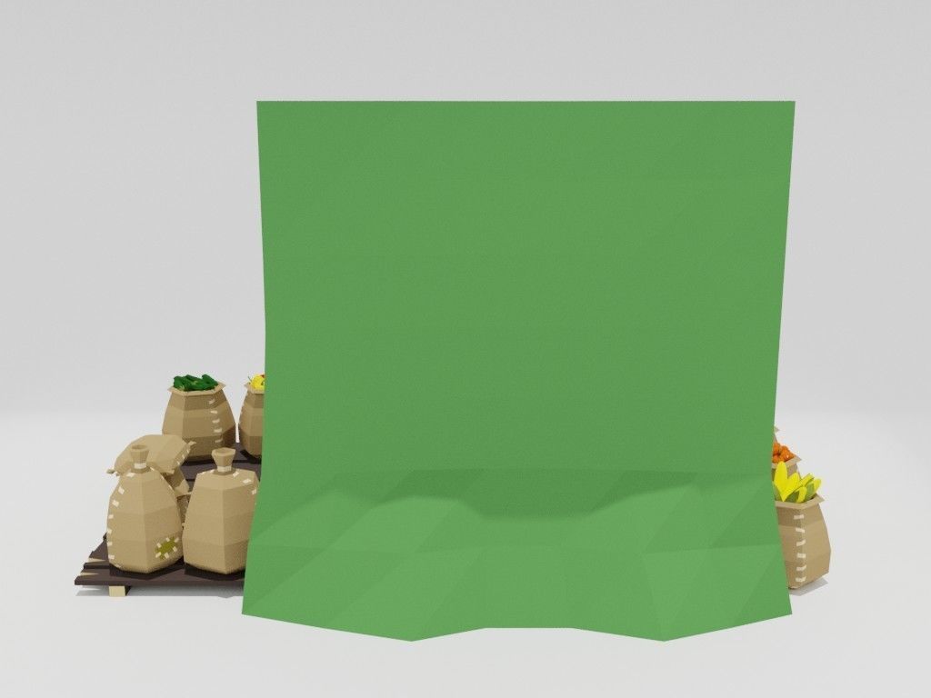 Low poly medieval marketplace Low-poly 3D model_38