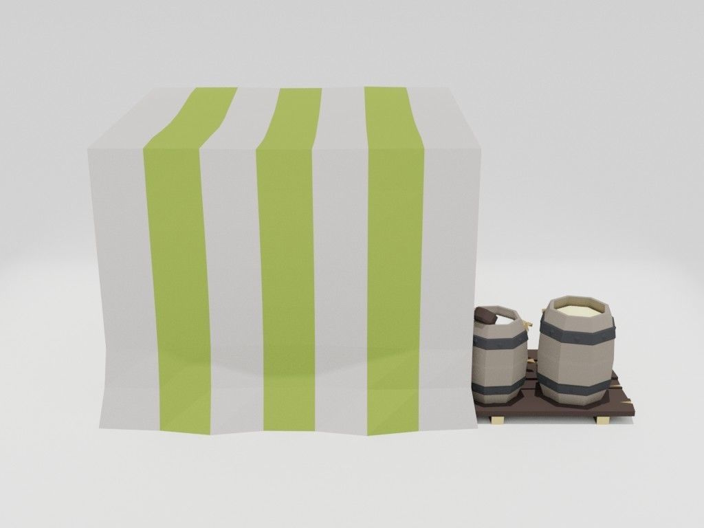 Low poly medieval marketplace Low-poly 3D model_6