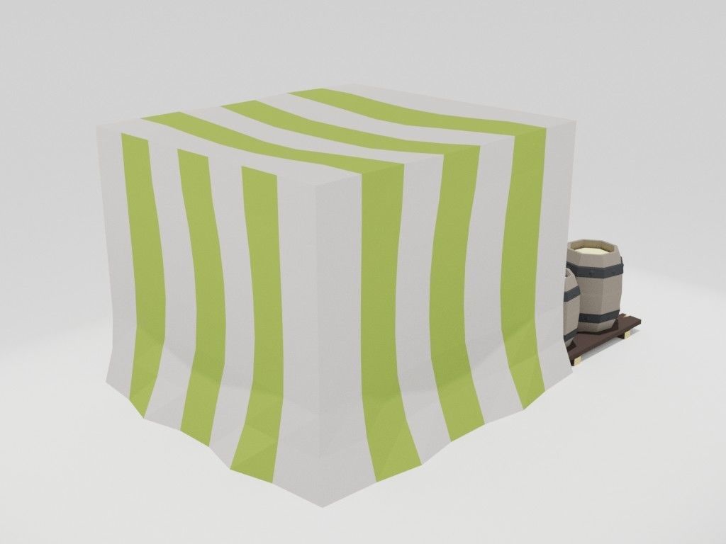 Low poly medieval marketplace Low-poly 3D model_7