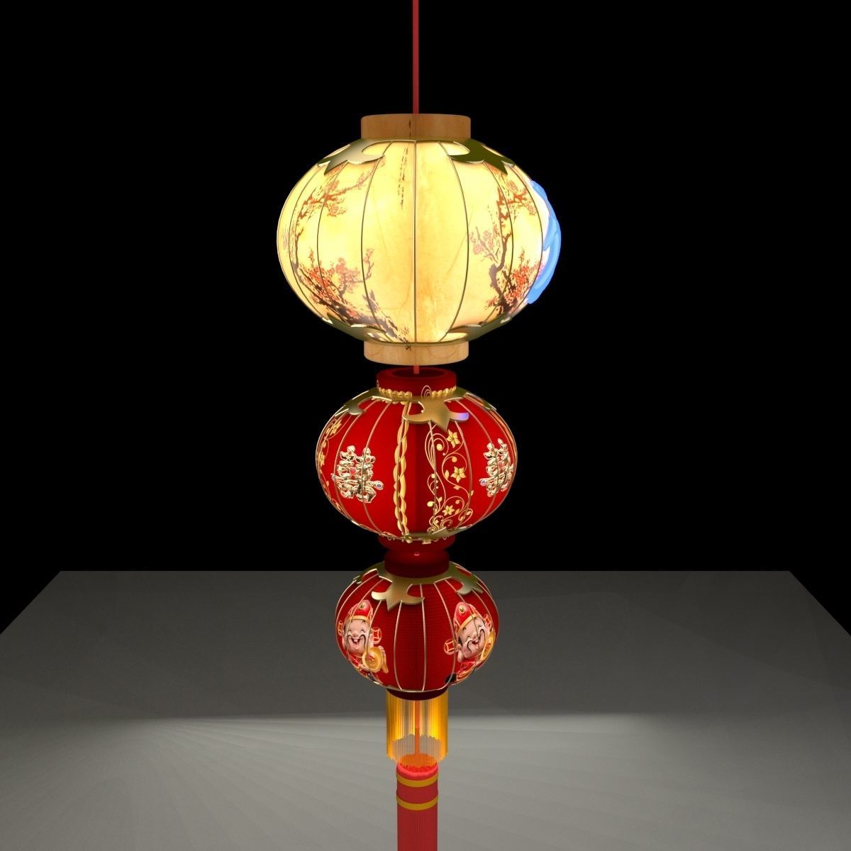Chinese Red Lantern 3D model_1