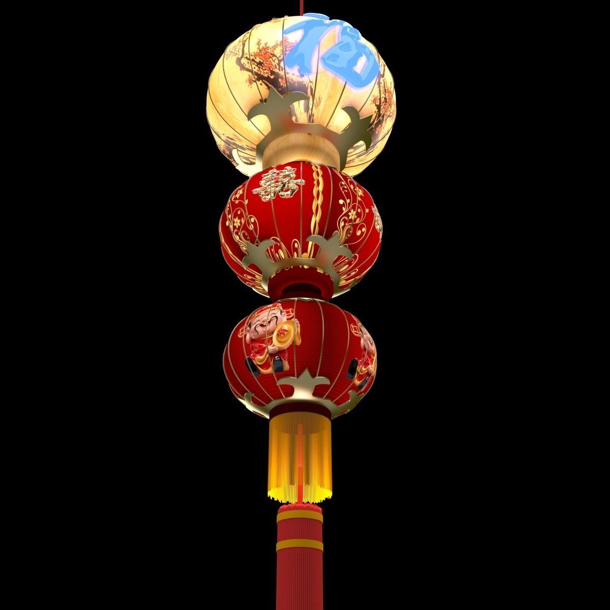 Chinese Red Lantern 3D model_2