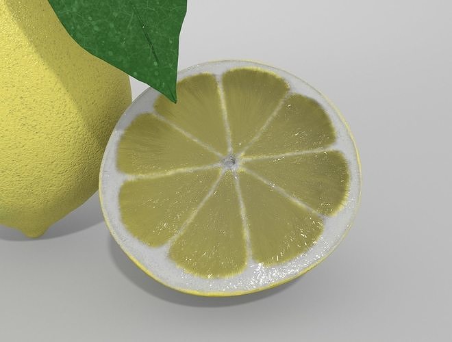 LEMON with leaf 3D model 3