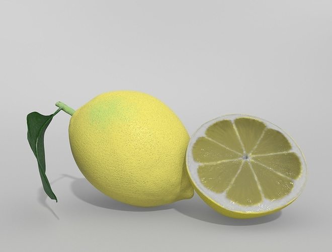 LEMON with leaf 3D model 6