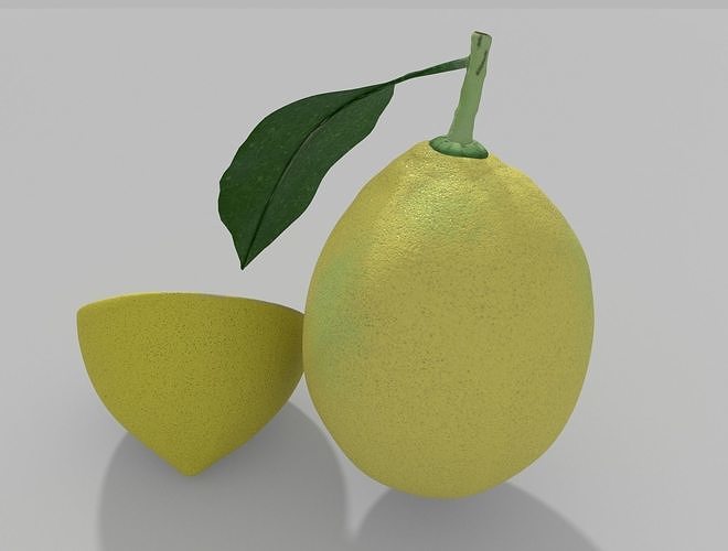 LEMON with leaf 3D model 5