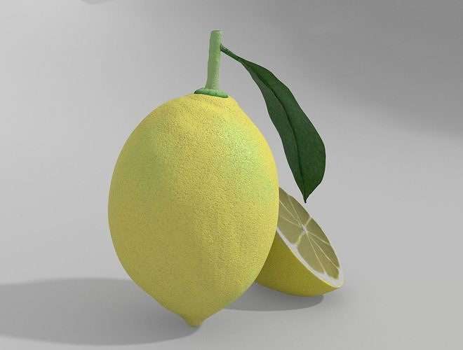 LEMON with leaf 3D model 2