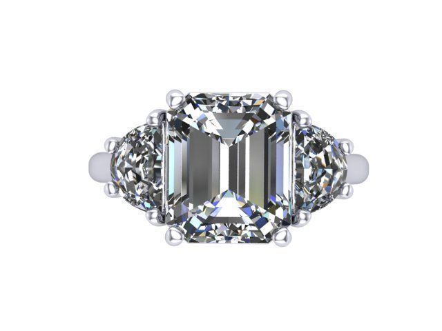 Three Stone Emerald Ring 3D print model_5