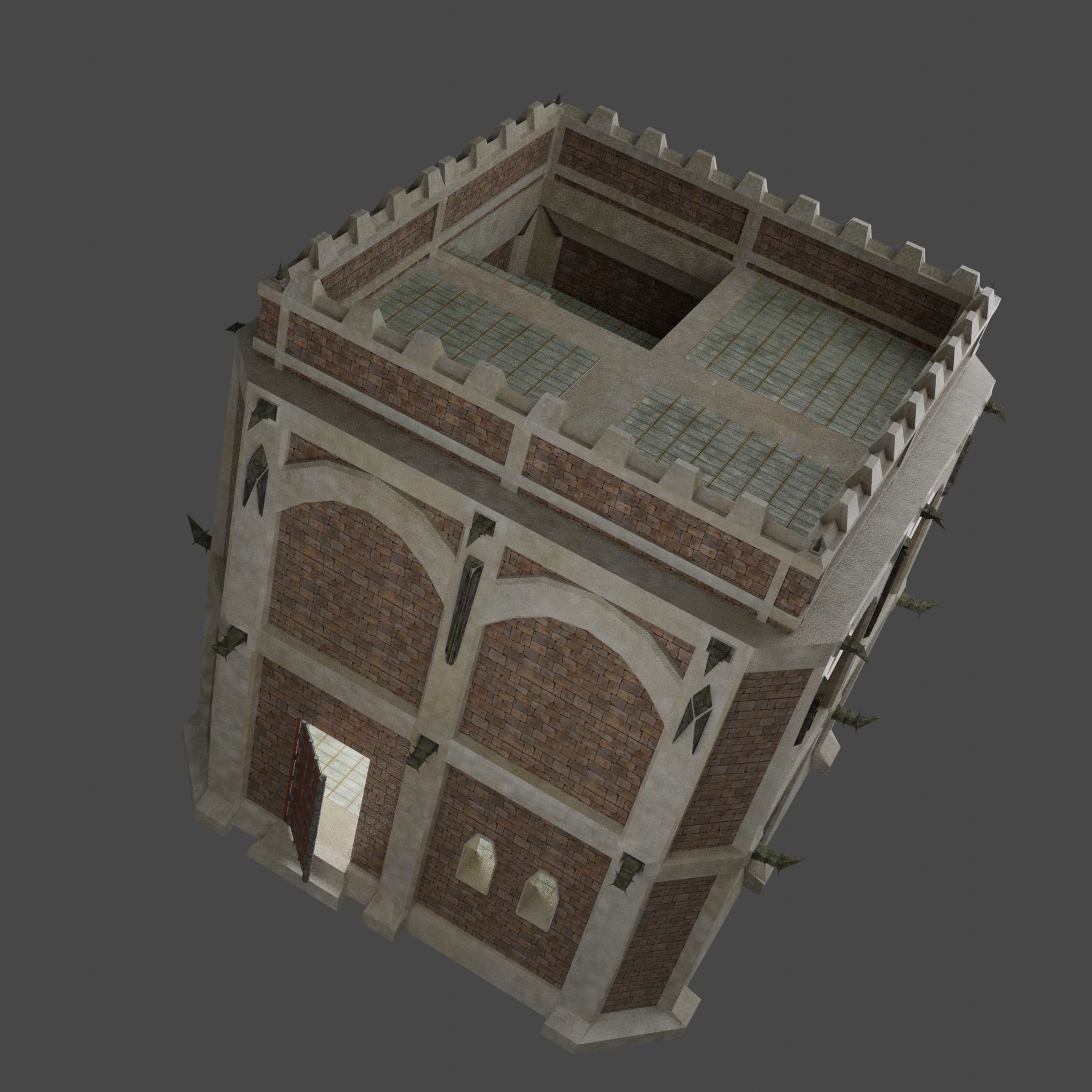 Fantasy medieval Keep 01 Free low-poly 3D model_1