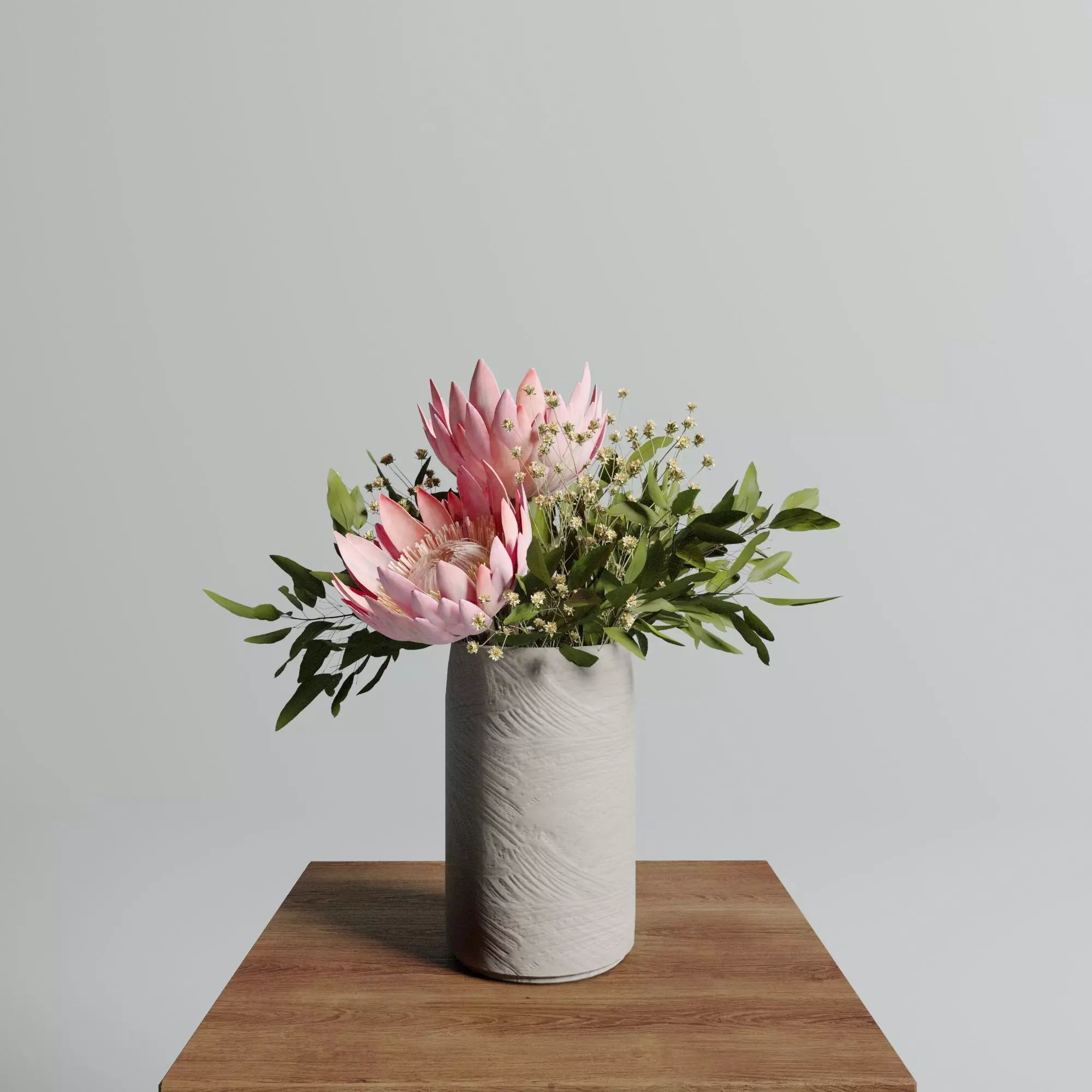 Protea set of flowers 3D model_0