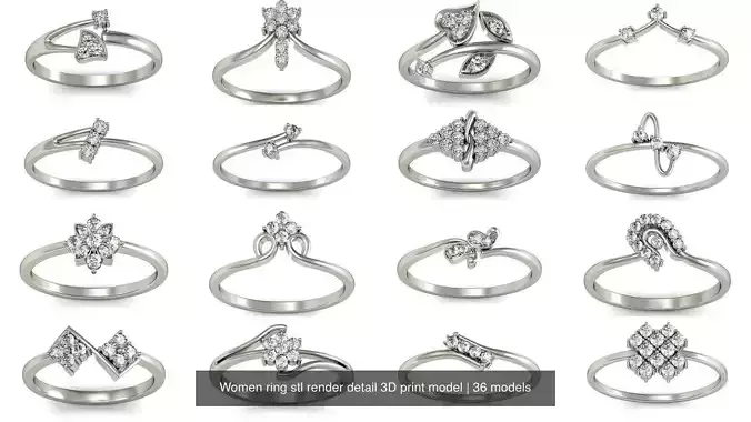 36 Women ring stl render detail 3D print model
