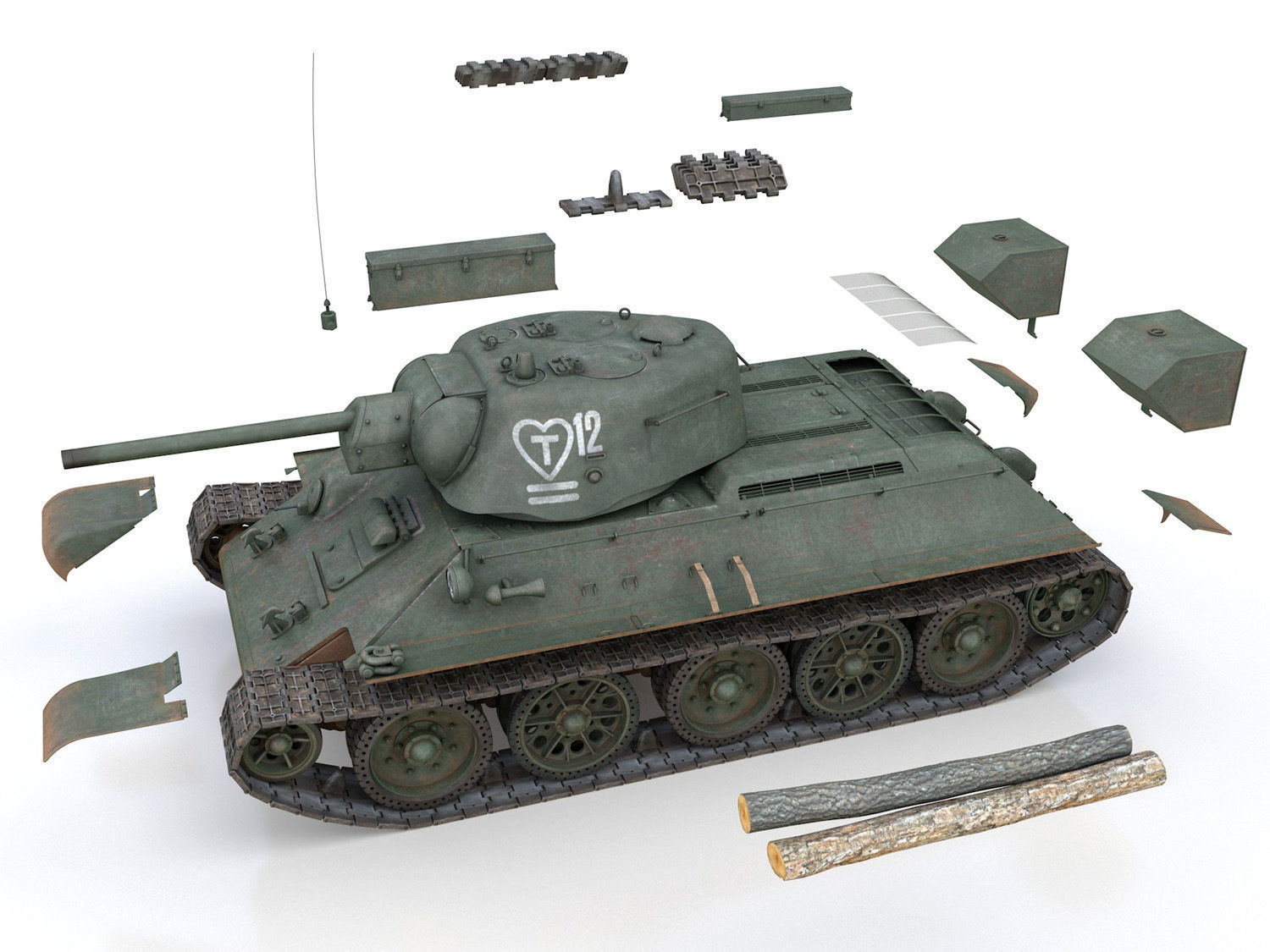 T-34-76 UZTM - Model 1942 - Soviet tank - 12 3D model_12