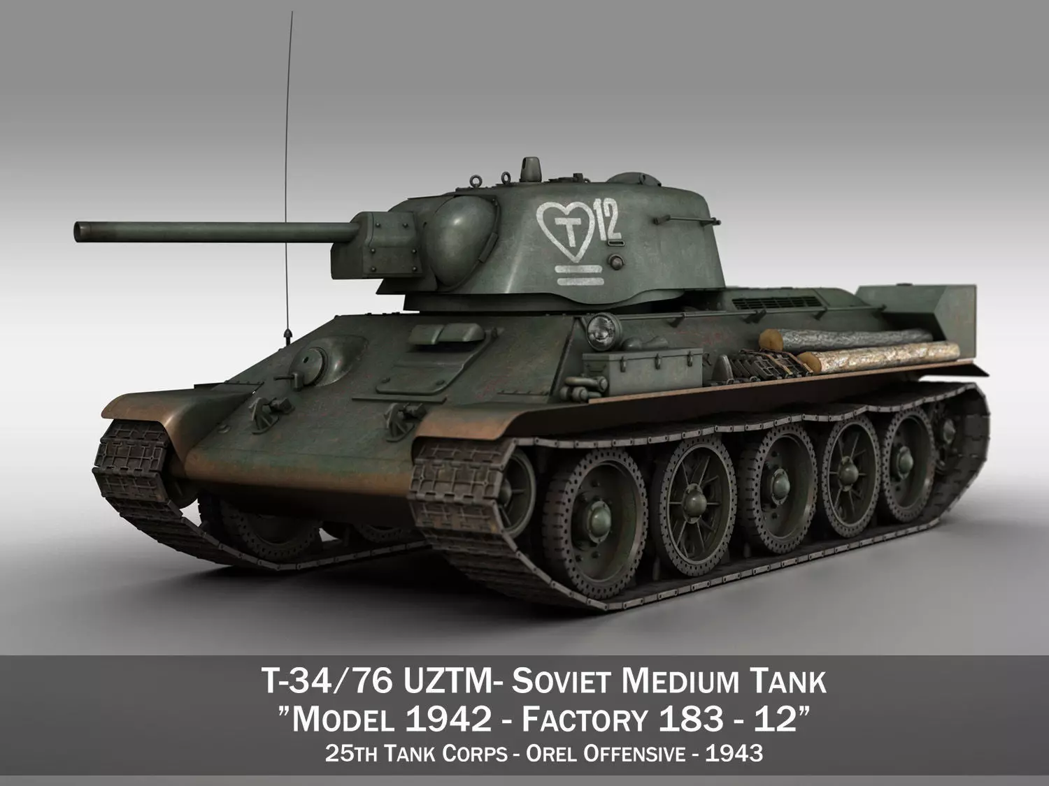 T-34-76 UZTM - Model 1942 - Soviet tank - 12 3D model_0