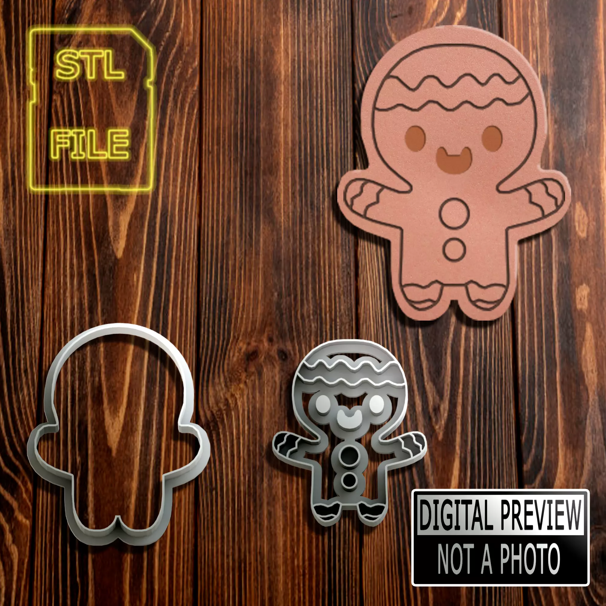 GINGERBREAD MEN COOKIE CUTTER - CHRISTMAS THEME 3D print model_0