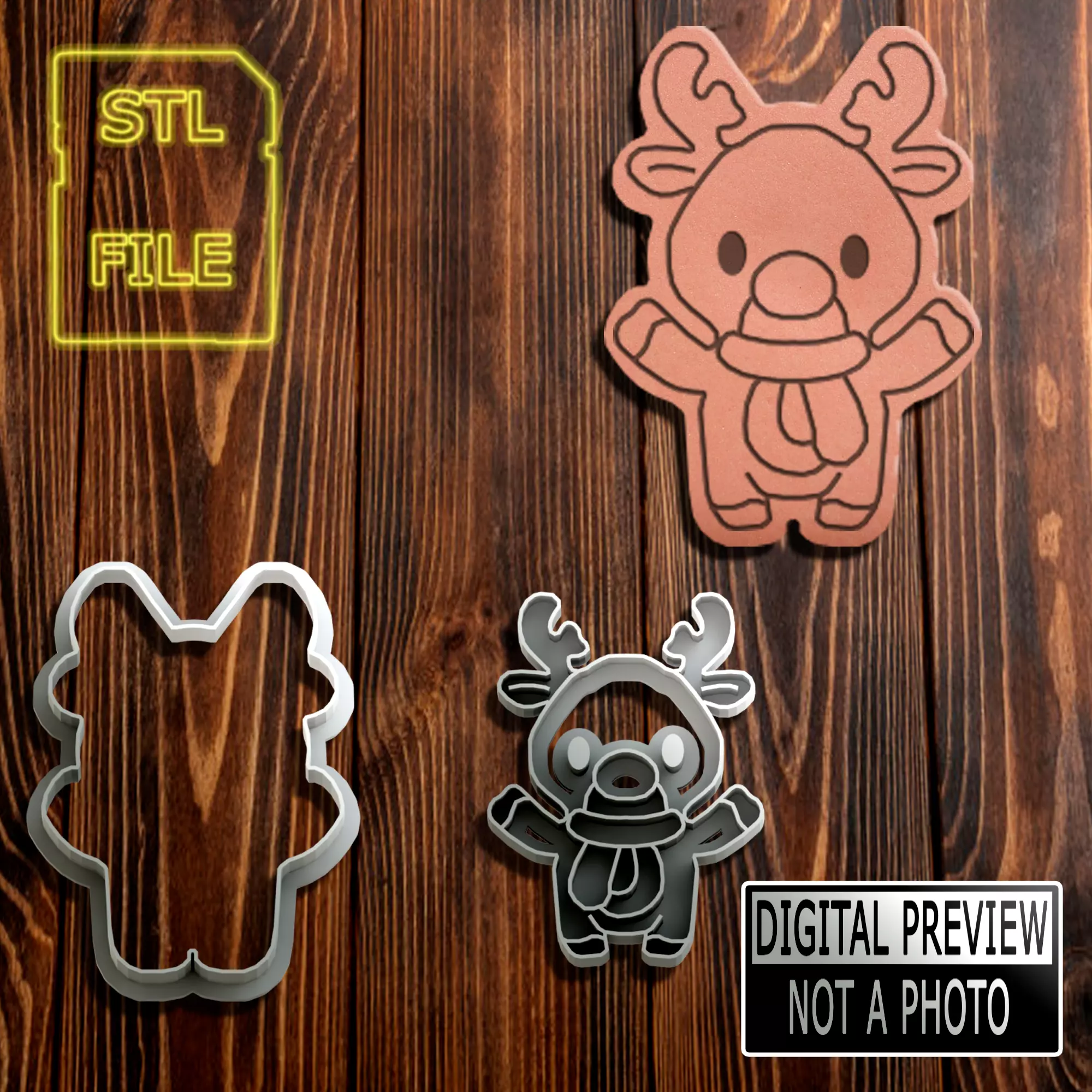 CHRISTMAS REINDEER COOKIE CUTTER - CHRISTMAS THEME 3D print model_0