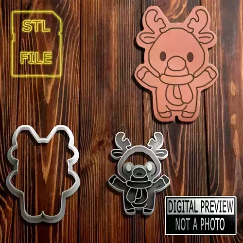 CHRISTMAS REINDEER COOKIE CUTTER - CHRISTMAS THEME 3D print model