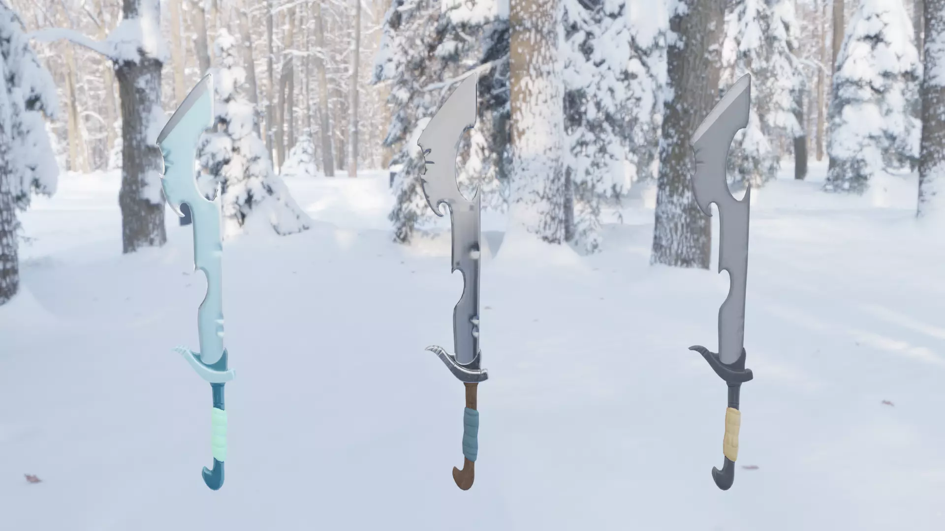 Sword swords in snow Free low-poly 3D model