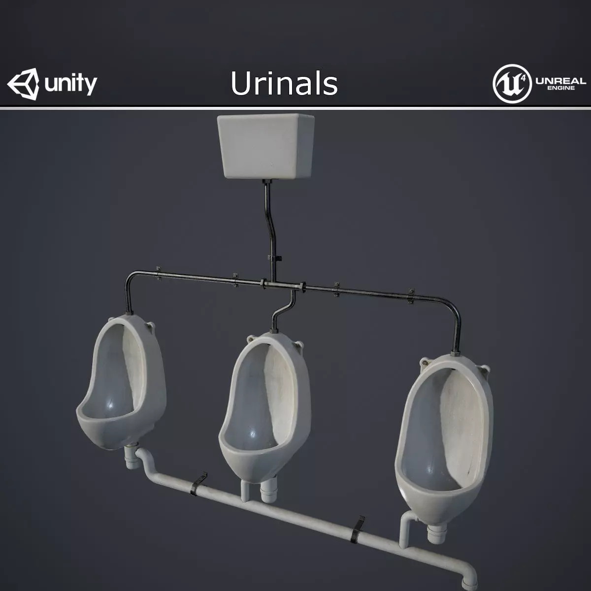 Urinals Low-poly 3D model