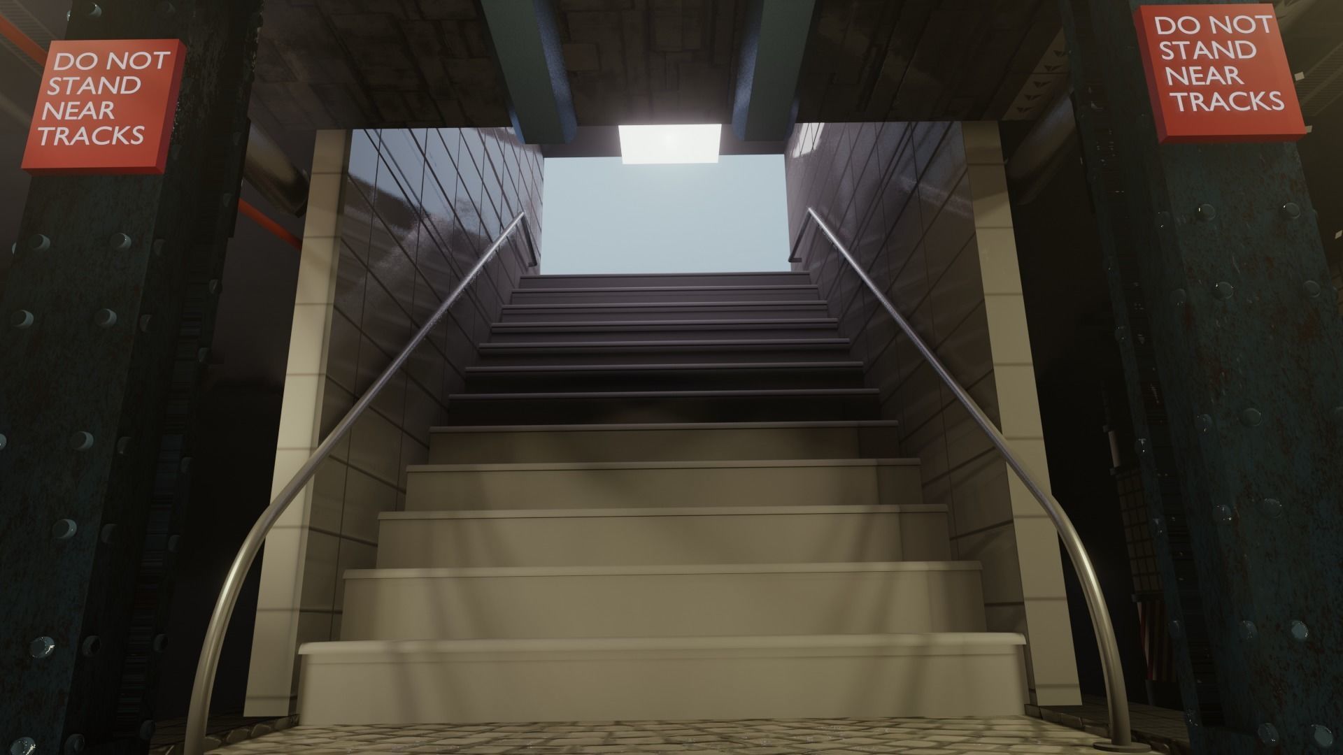 Subway station interior  Low-poly 3D model_9