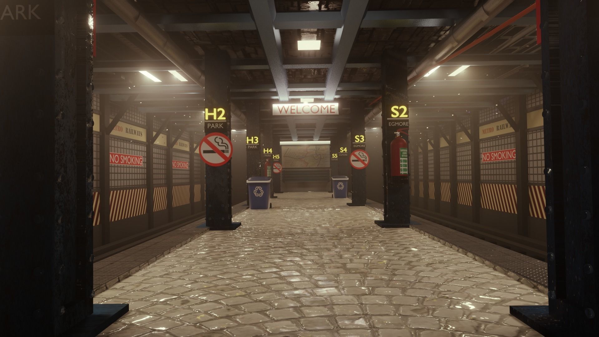 Subway station interior  Low-poly 3D model_4