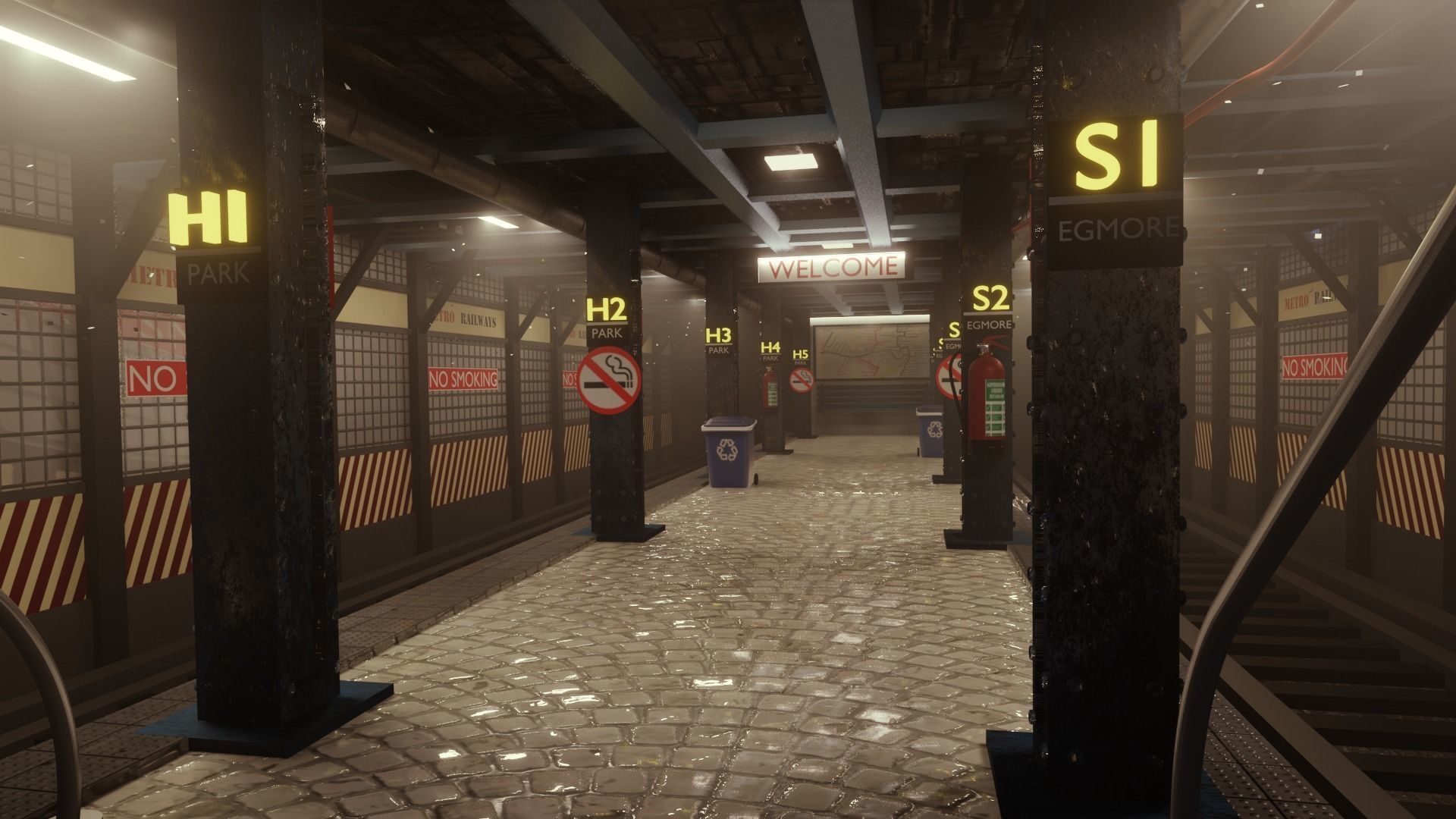 Subway station interior  Low-poly 3D model_3