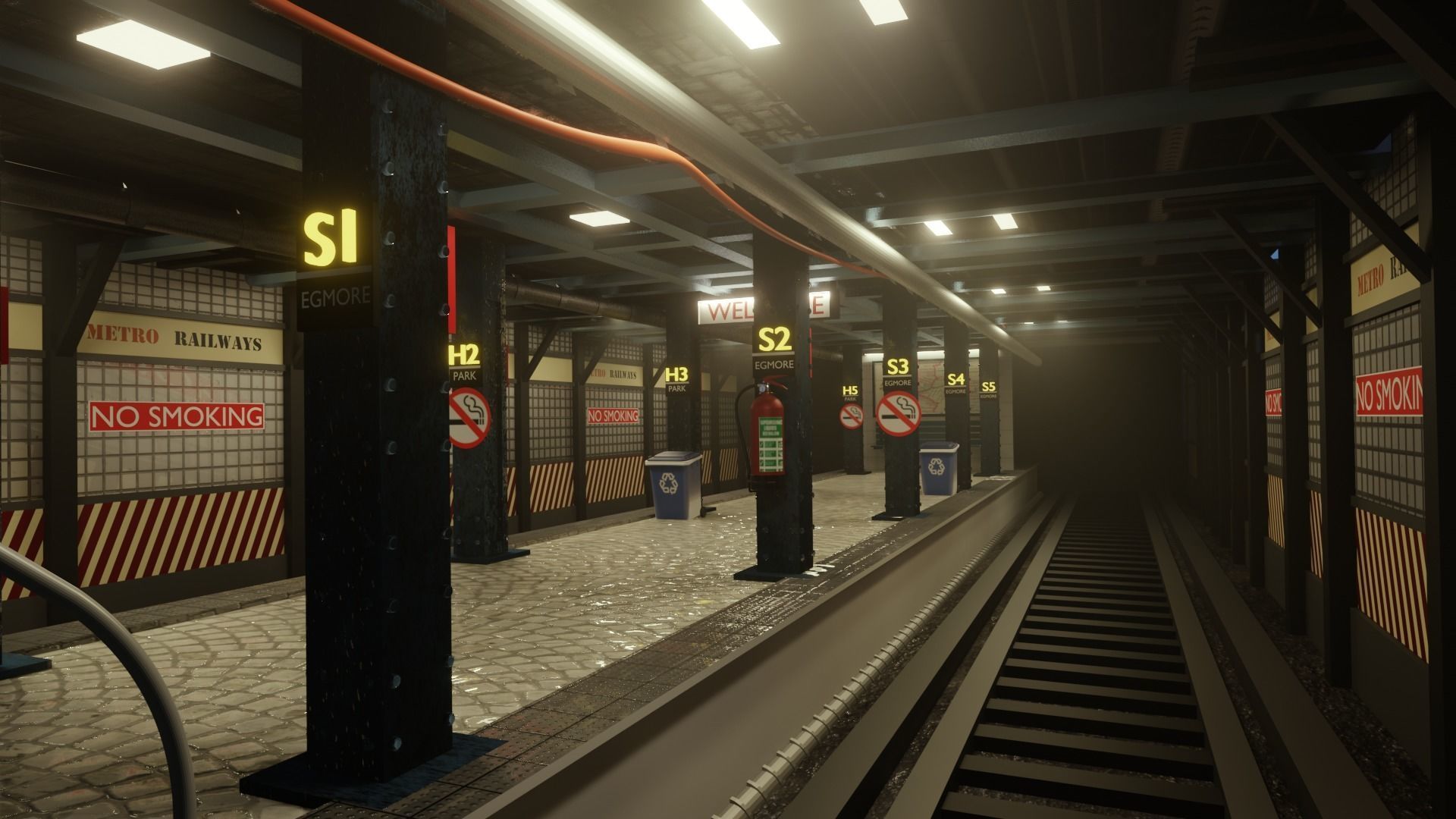 Subway station interior  Low-poly 3D model_7