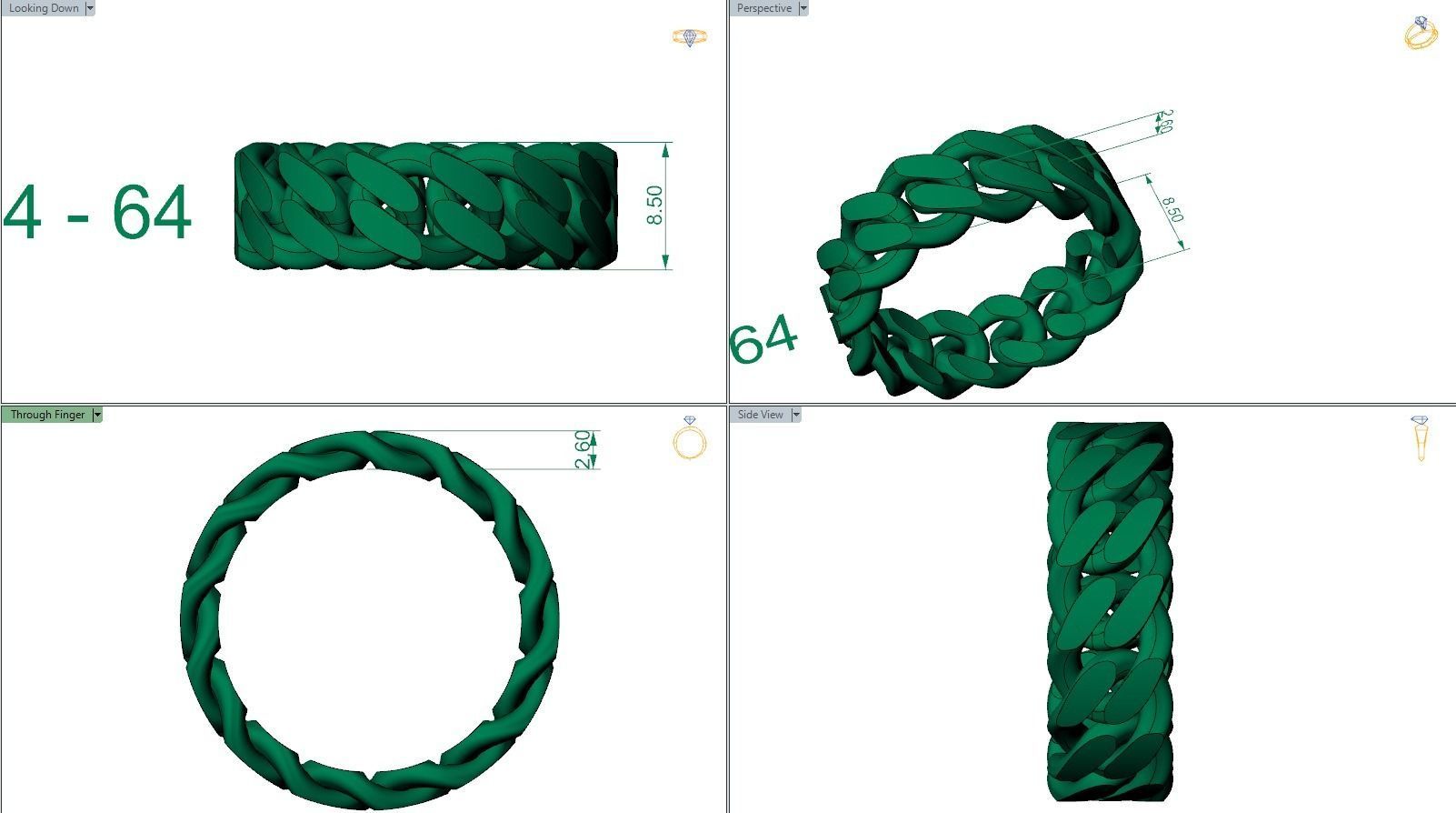 Cuban rings 3D print model_7