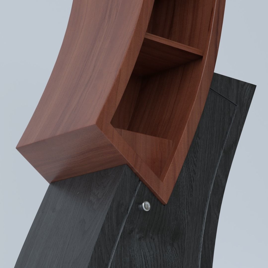 Cupboard bookcase with curved shape 3D model_3