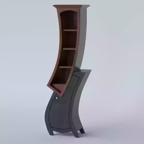 Cupboard bookcase with curved shape