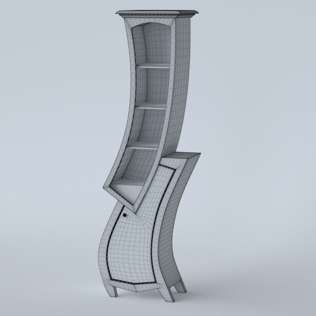 Cupboard bookcase with curved shape 3D model_4